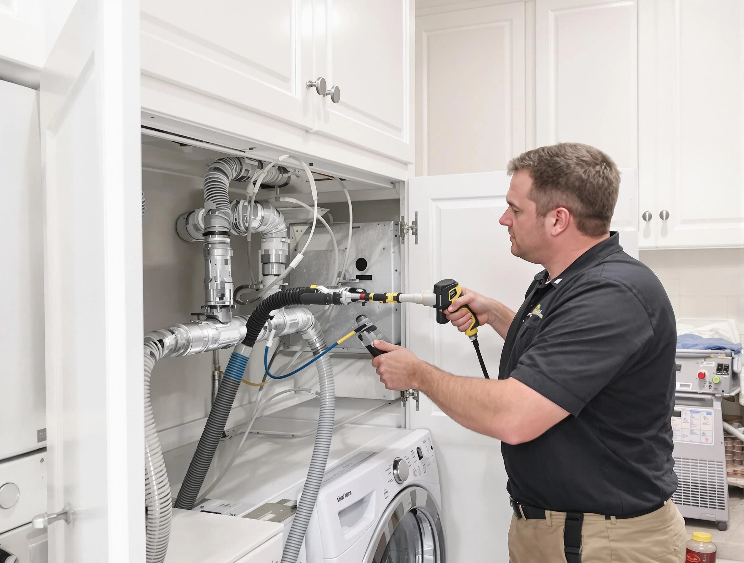 Sugar Hill Dryer Vent Cleaning professional removing severe blockage from a clogged dryer vent in Sugar Hill