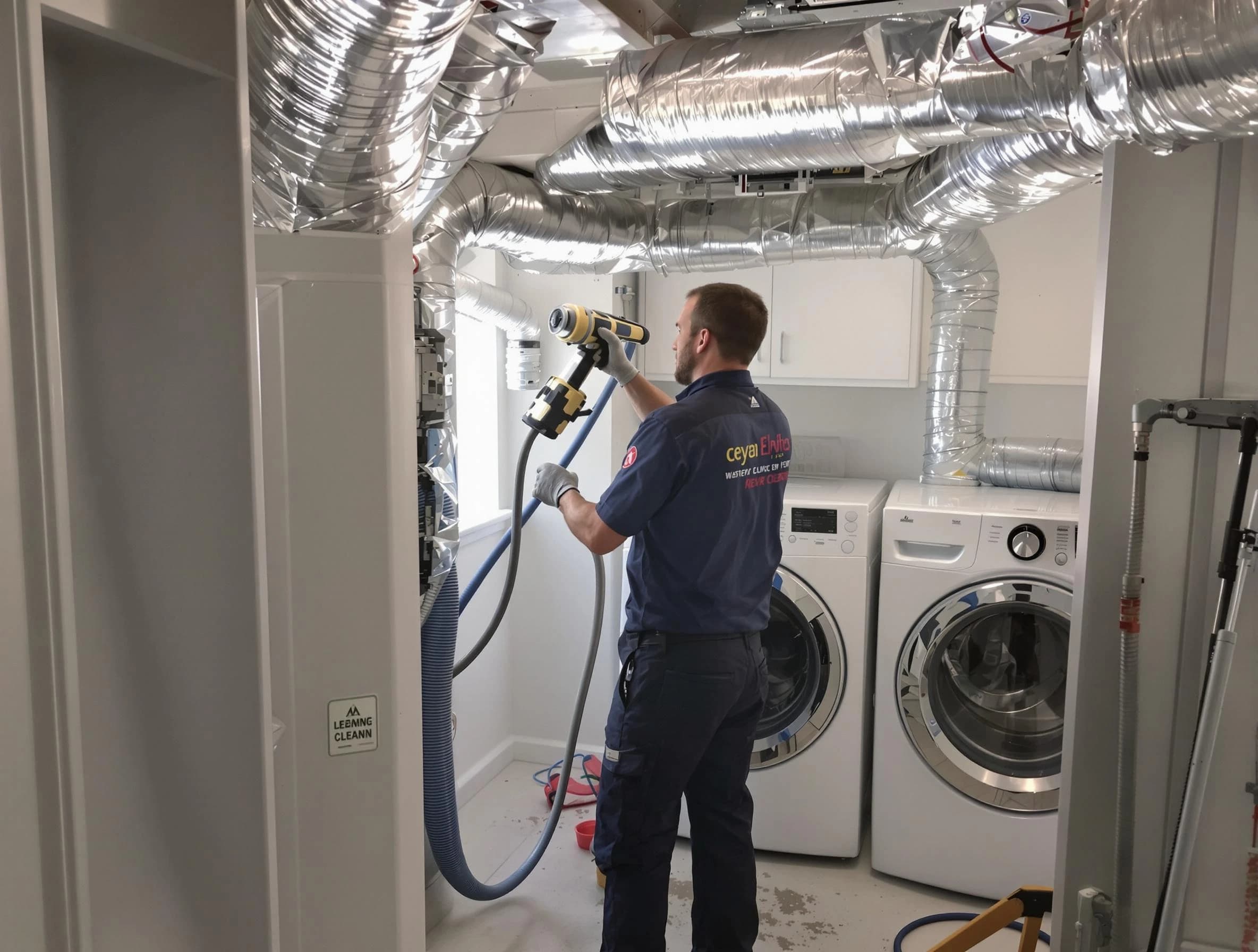 Sugar Hill Dryer Vent Cleaning specialist using advanced equipment for thorough duct cleaning in Sugar Hill