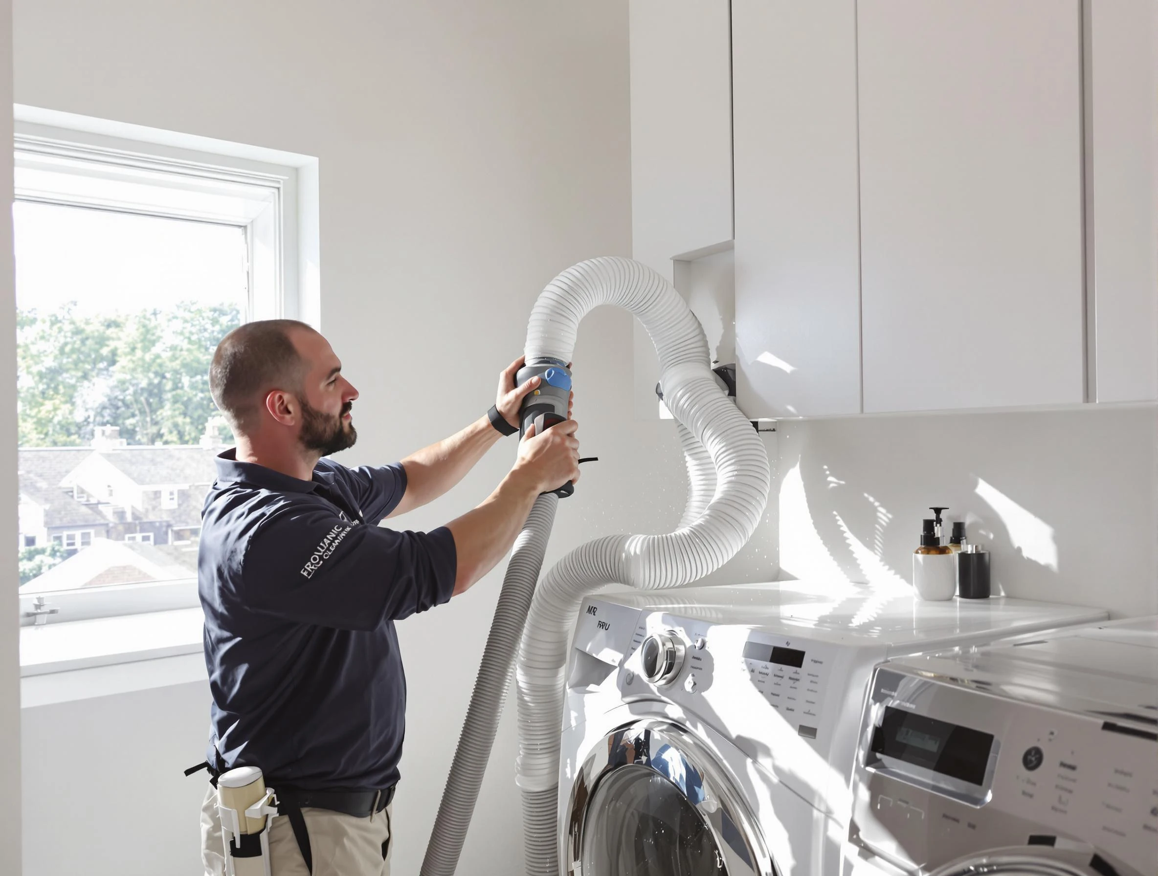 Certified Sugar Hill Dryer Vent Cleaning technician performing dryer vent cleaning in Sugar Hill