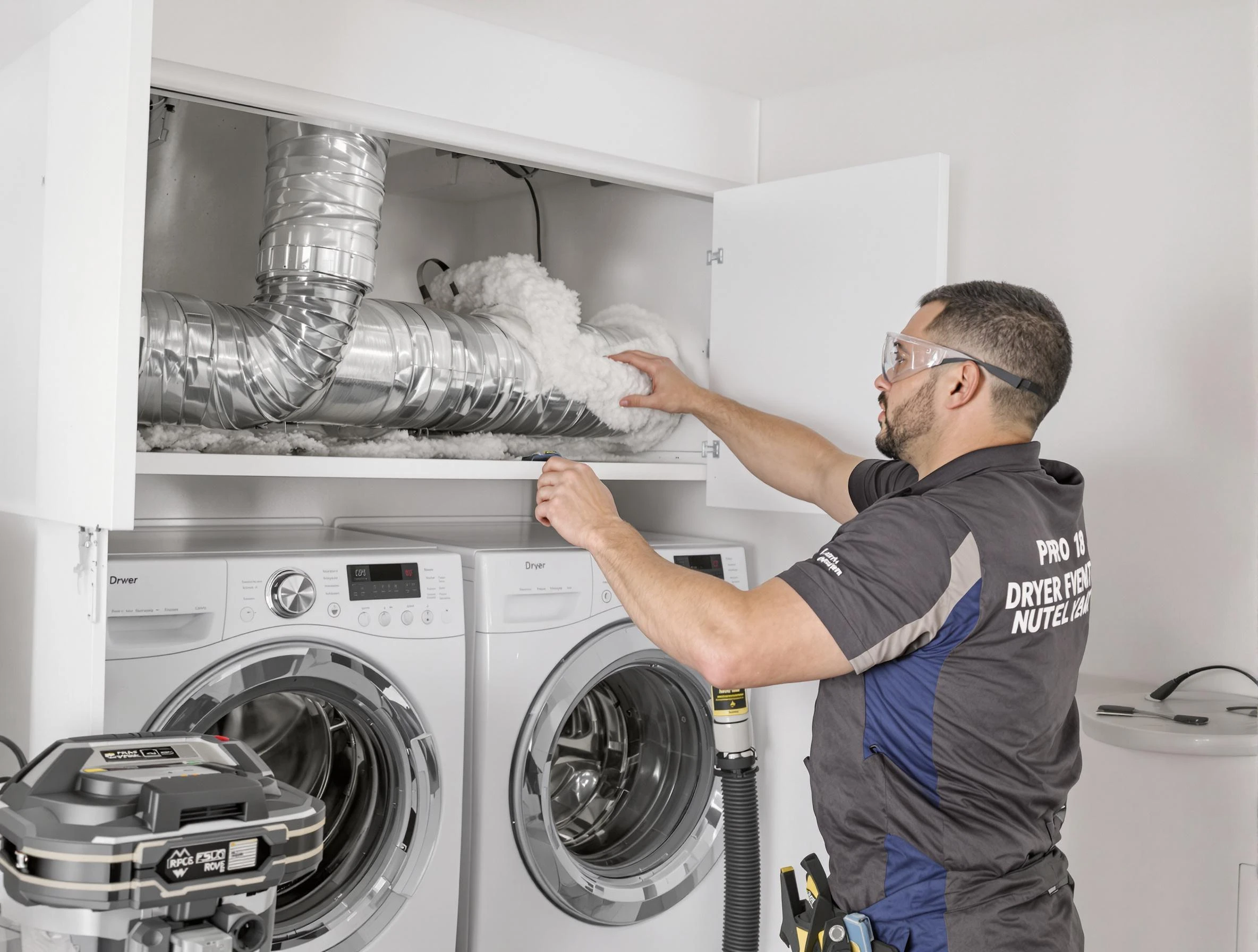 Sugar Hill Dryer Vent Cleaning certified technician performing specialized gas dryer vent cleaning in Sugar Hill